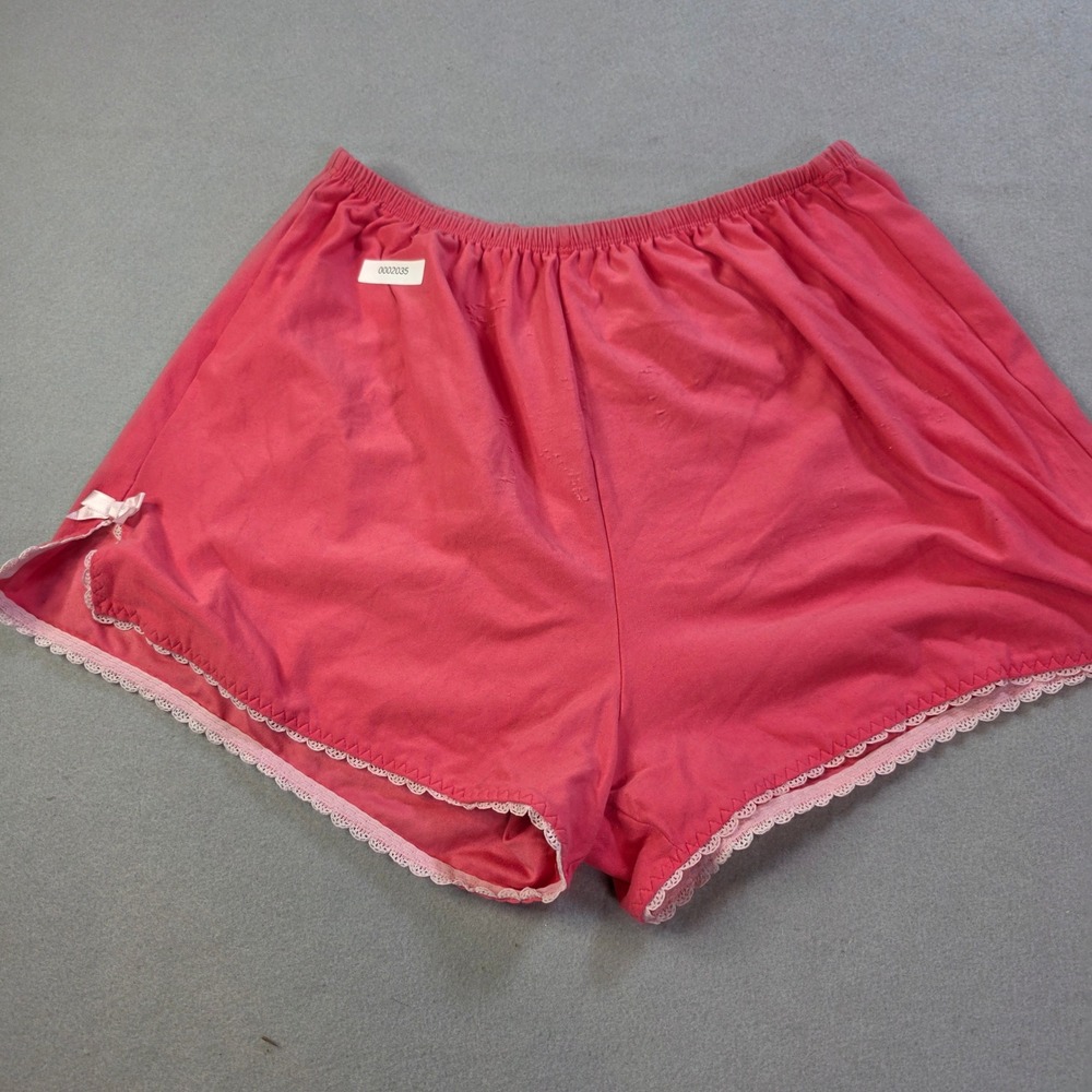 Vintage Coral Pink Lace Trim Lounge Shorts Sleepwear Style 650457 M